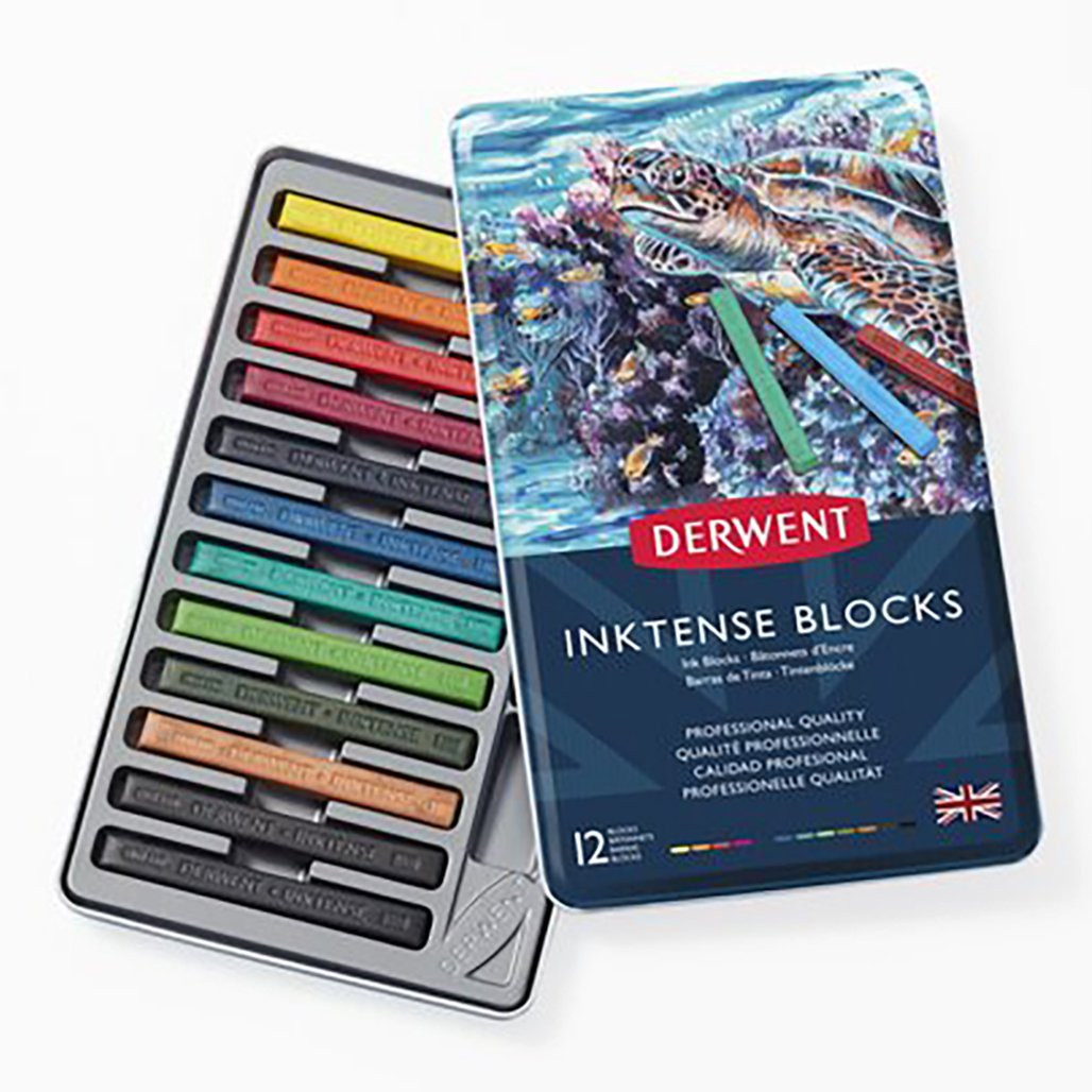 Derwent Inktense Watercolor Ink Blocks, Set Of 12