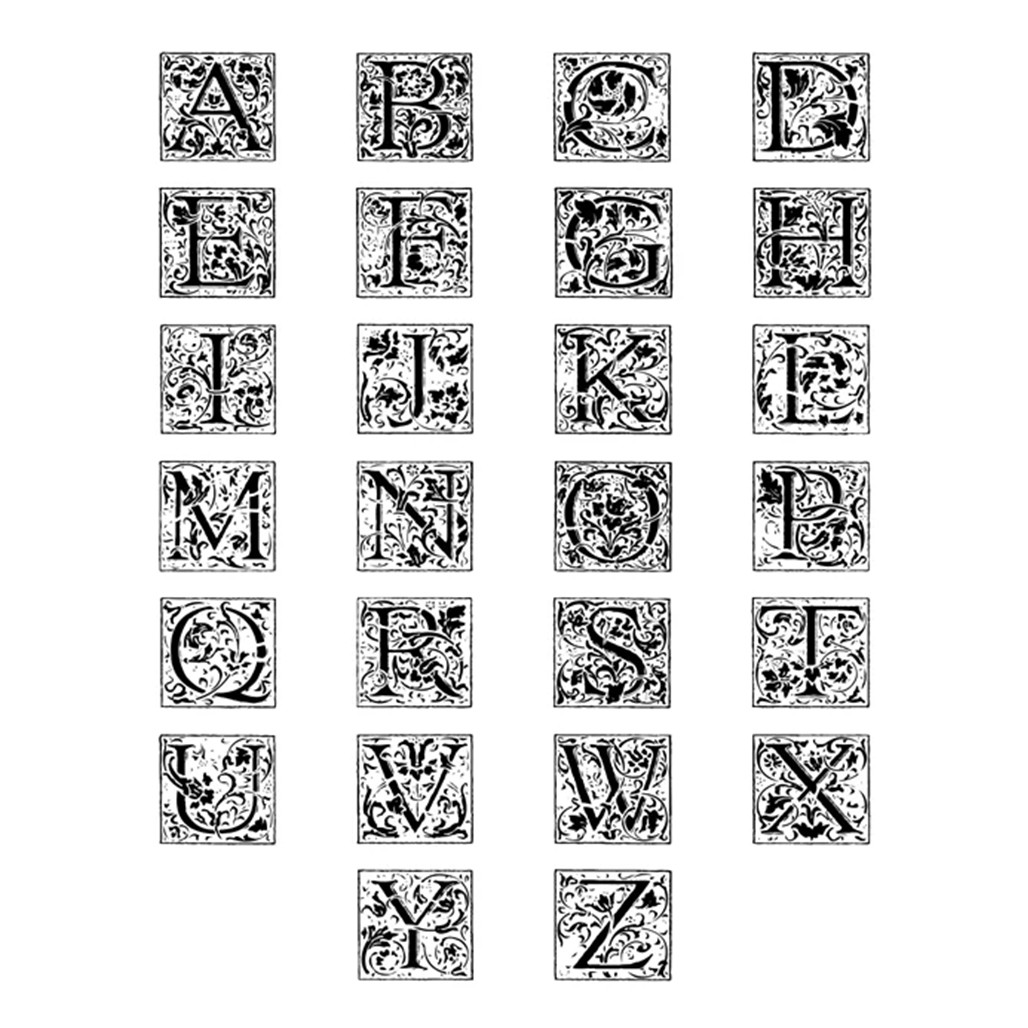 Global Solutions Inc. Wax Seal, 7/8" Square, Silver Ornate Alphabet Letter