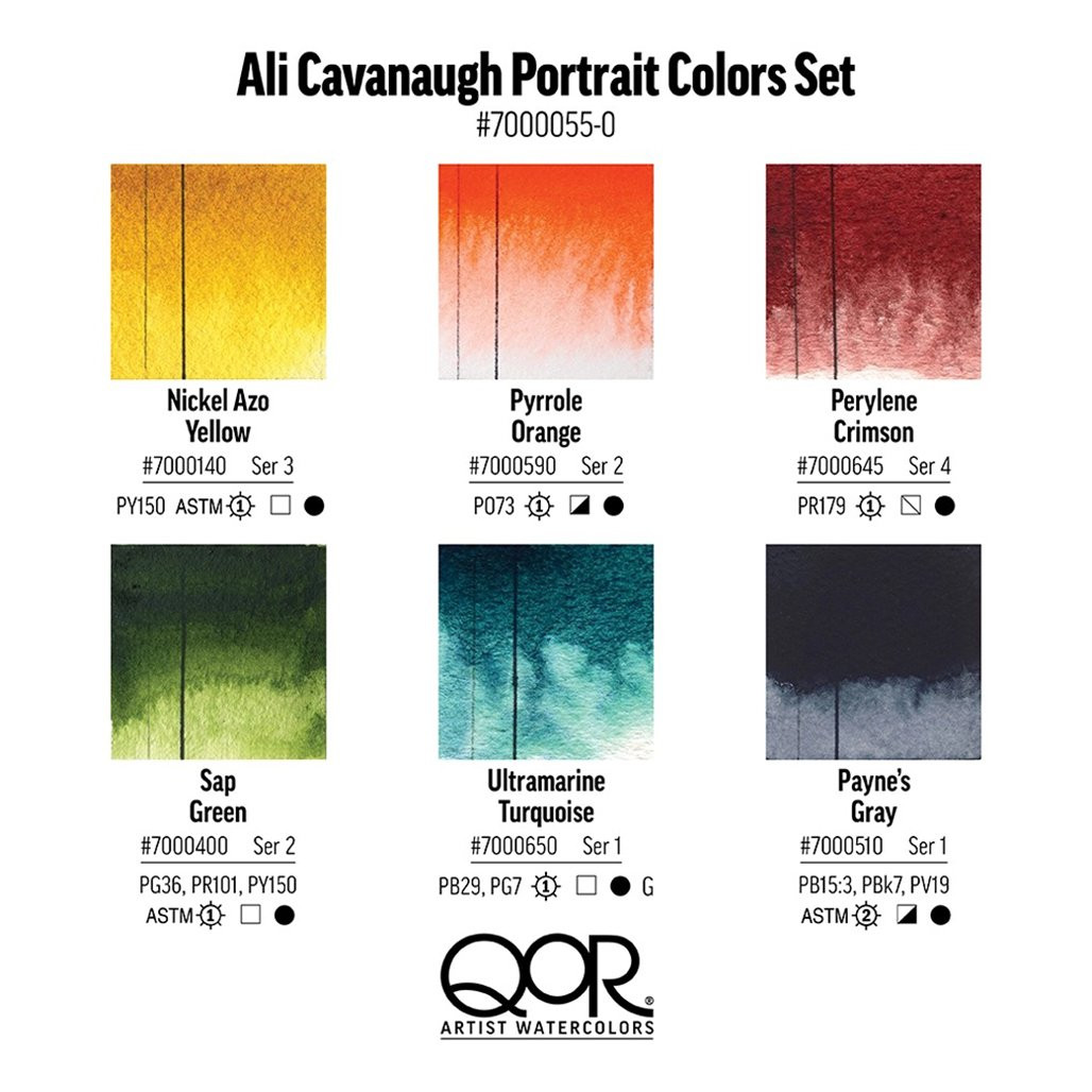 Golden QoR Watercolor 6-Color Ali Cavanaugh Portrait Colors Tube Set