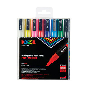 UNI Posca Paint Marker PC-3M - Fine Point - 8 Color Set -  Paint Marker