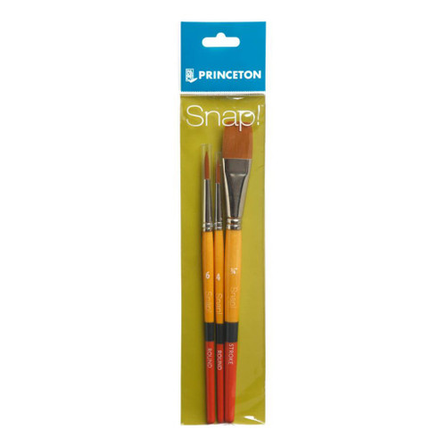 An image of Princeton Series 9650 Snap! Golden Taklon Short Handle Brush Set #2.