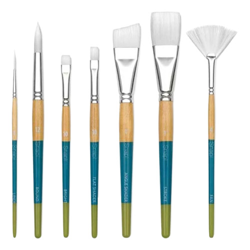 An image of Princeton Series 9850 Snap! White Taklon Short Handle Brushes.