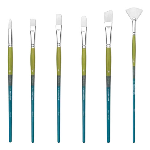 An image of Princeton Series 9800 Snap! White Taklon Long Handle Brushes.
