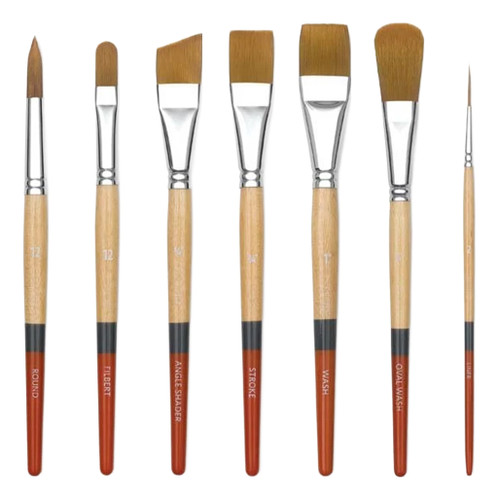 An image of Princeton Series 9650 Snap! Golden Taklon Short Handle Brushes.