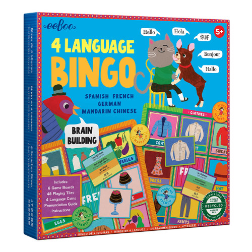 An image of an EeBoo 4-Language Bingo Game.