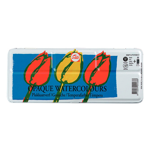 An image of a Talens 12-Color Opaque Watercolor Set.