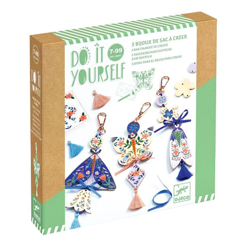 An image of a Djeco DIY Butterfly Bag Charms Activity Kit.