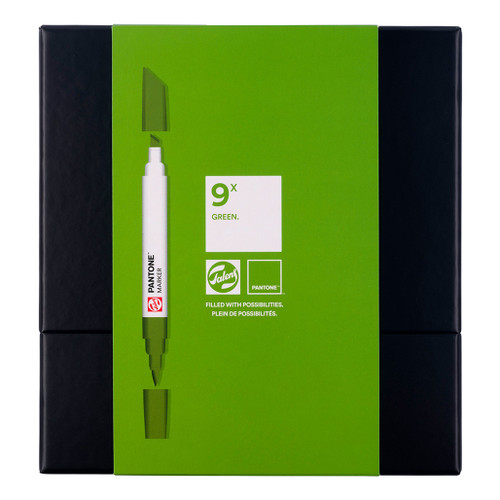 An image of a Talens Pantone Marker Set, Green Set Of 9.