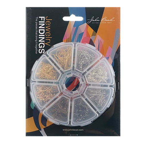 An image of a John Bead Assorted Color Earwires Box, 240 Pieces.