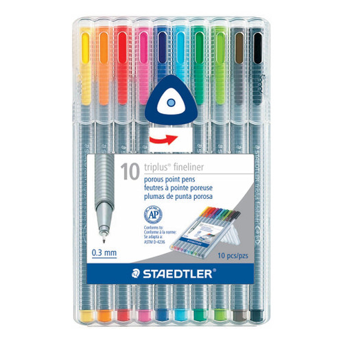 An image of Staedtler Triplus Fineliner Pens, Set Of 10.