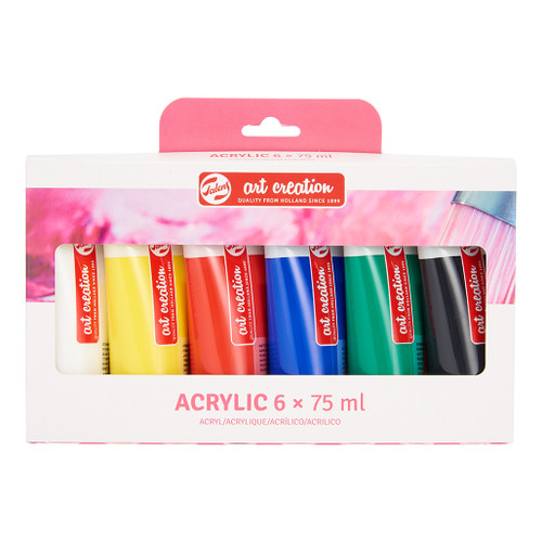 An image of a Talens Art Creation 6-Color Acrylic Paint Set, 75 ml.