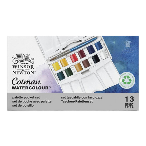 An image of a Winsor & Newton Cotman Watercolor Palette Pocket Set.