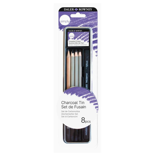 An image of a Daler-Rowney Simply Charcoal Tin Set.
