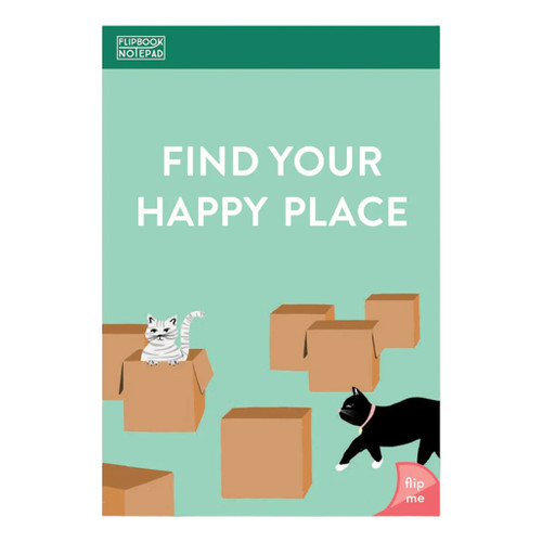 An image of a Chronicle Books Find Your Happy Place Flipbook Notepad.
