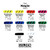 A swatch chart of Golden Fluid 10-Color Mixing Set.