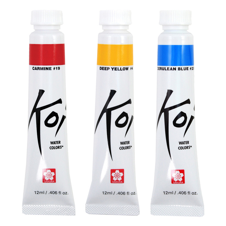 Koi Watercolors are a great option for any skill level. Super blendable, creamy colors are highly concentrated and stay vibrant when applied to wet or dry paper. Available in 12 ml tubes.