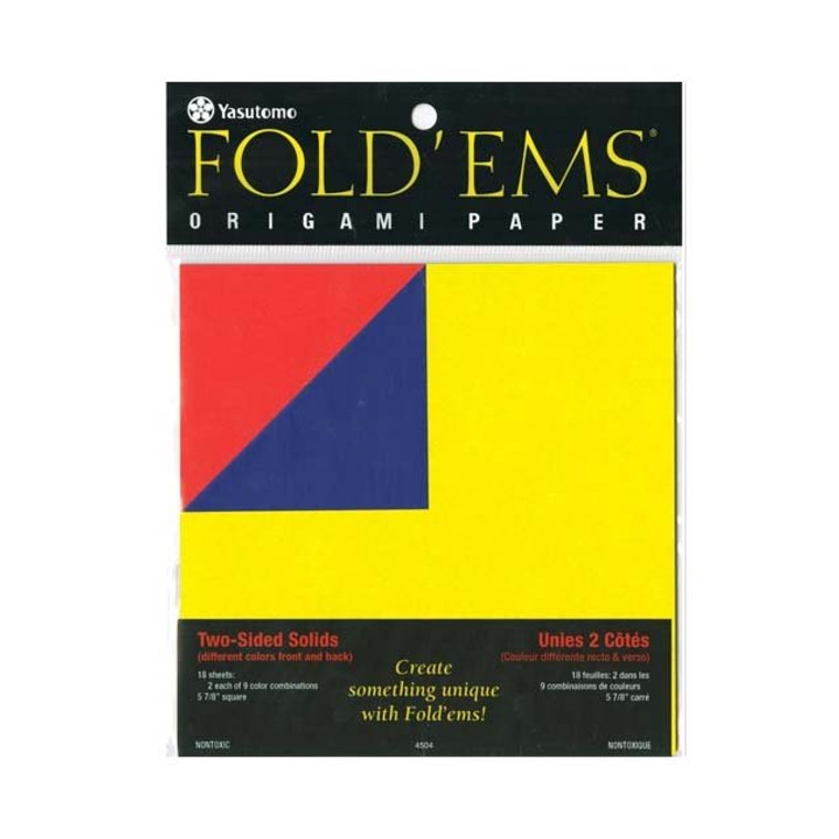 Yasutomo Fold'ems Origami Paper, Two-Sided Solid Colors