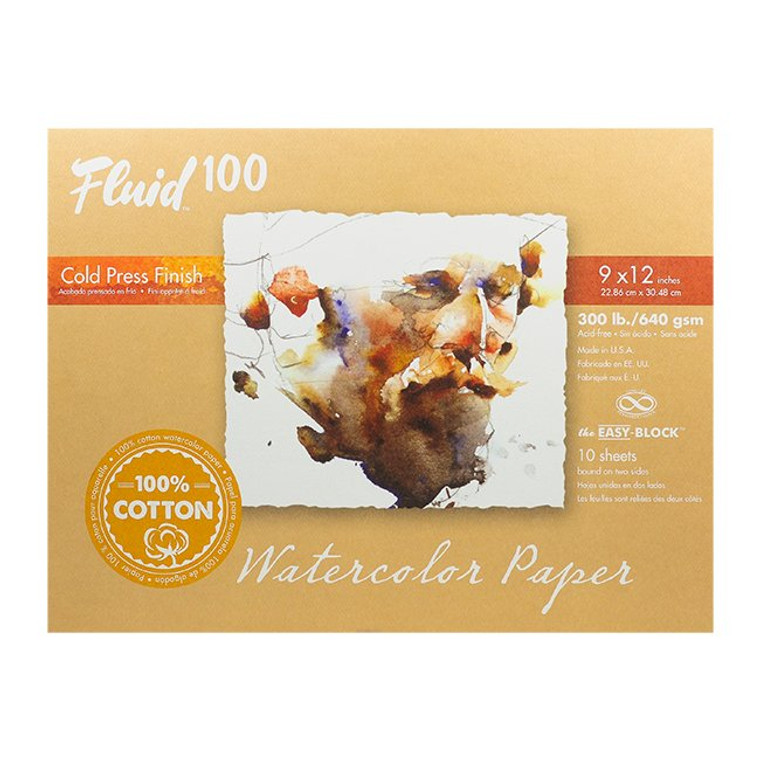 An image of a Fluid 100 Watercolor Paper Cold Press 300 lb Easy-Block.