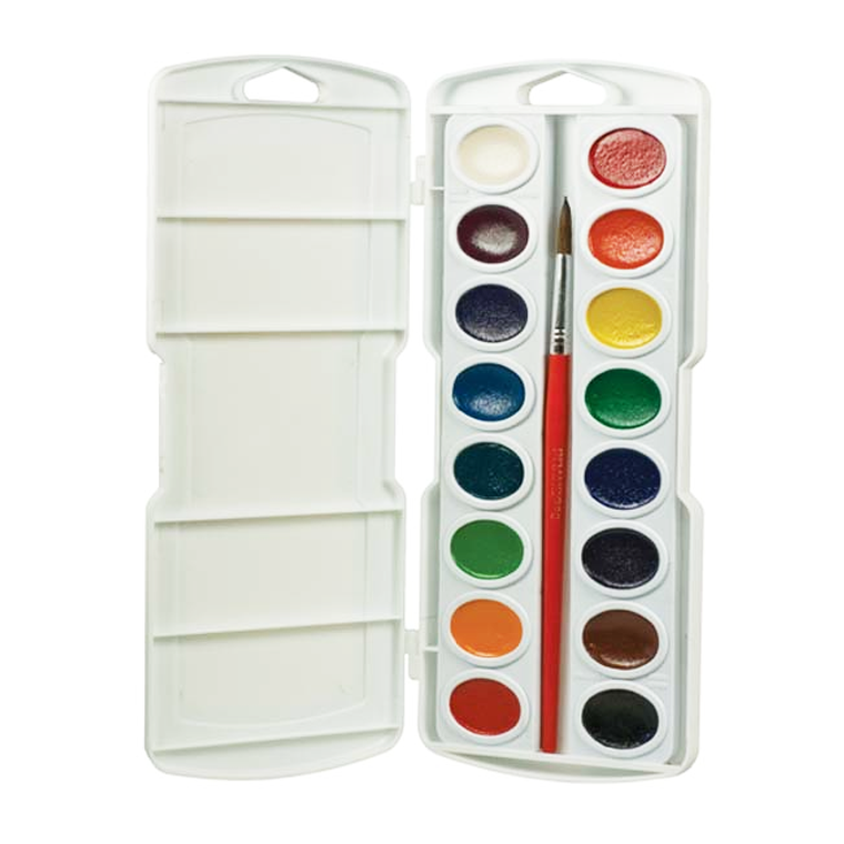 Prang Semi-Moist Oval Watercolor Set, 16 colors