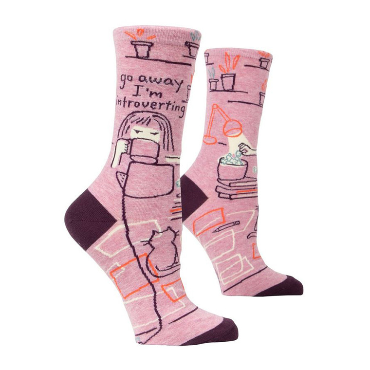 Women's Crew Socks, Go Away I'm Introverting