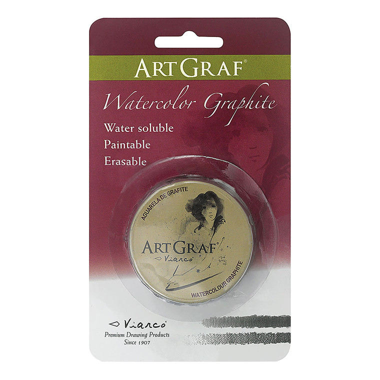 An image of a Viarco ArtGraf Water-Soluble Graphite Tin carded. 