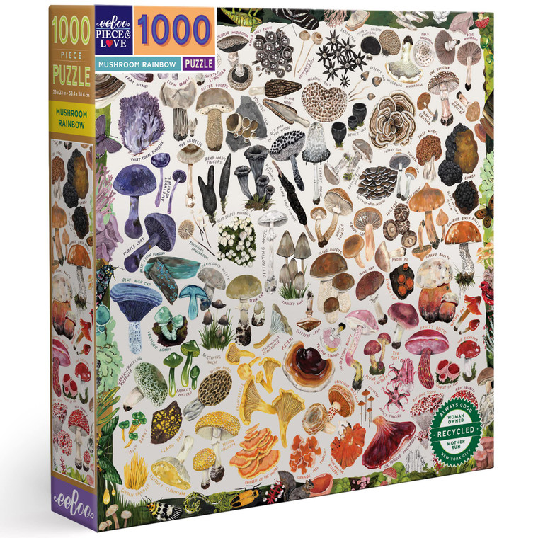 eeBoo Piece and Love Mushroom Rainbow 1000 Piece Square Jigsaw Puzzle