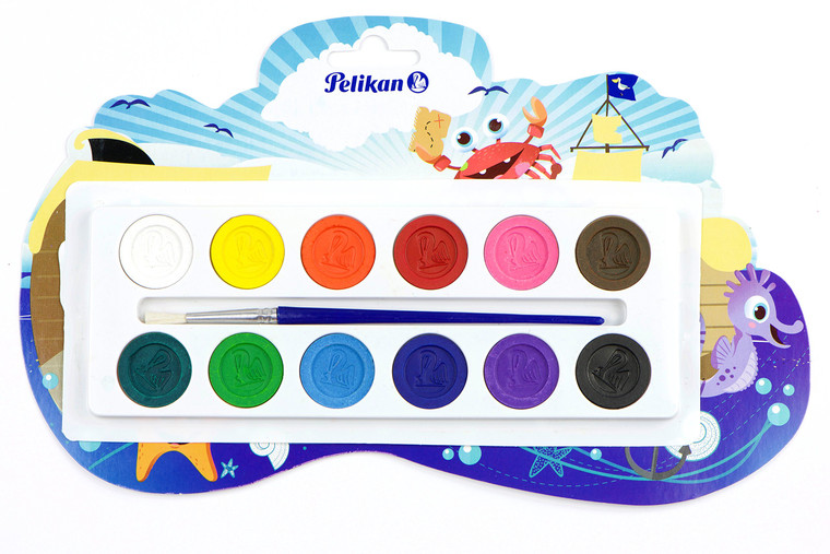 Pelikan Watercolor Paint and Brush Kit - Boat Set (12 Colors)
