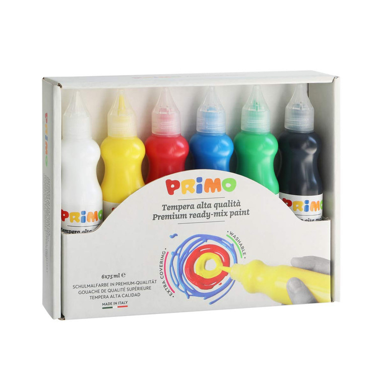 Primo MorocolorWashable Tempera for Children,  6 Colors