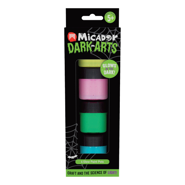 Micador Dark Arts, Glow Paint Pots Set, 4-Color Set