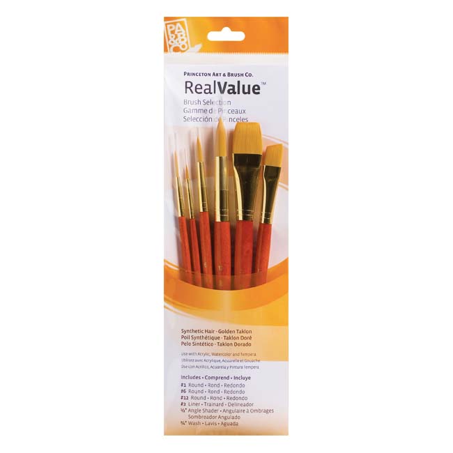 Princeton RealValue Brush Sets #9153 Golden Taklon, Set of 6