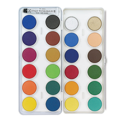 Talens Watercolor Pans - Opaque, Set of 12 colors, Pan