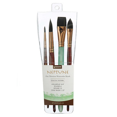 12 Pack: Princeton™ Neptune™ Series 4750 Synthetic Watercolor Flat & Round  3 Piece Brush Set