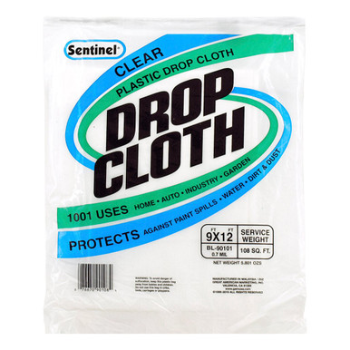 Sentinel 9' x 12' Clear Plastic Drop Cloth