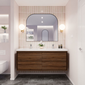 Subtle 60" Double Sink Wall Mounted Modern Vanity