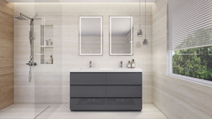 Aron 60" Freestanding with Reinforced Acrylic Double Sinks Aron 60" Freestanding with Reinforced Acrylic Double Sinks