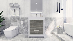 Dove 30" Vanity with Single Reinforced Acrylic White Top Dove 30" Vanity with Single Reinforced Acrylic White Top