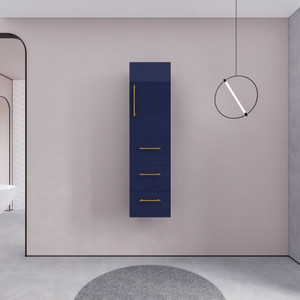 Eliza 16'' Gloss Night Blue Wall Mounted Side Cabinet