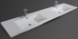 MOB 84'' Acrylic Top in High Gloss White (Double Sink) MOB 84'' Acrylic Top in High Gloss White (Double Sink)
