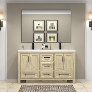 VIV 60" Solid Wood Freestanding Bathroom Vanity with Reinforced Double Acrylic Sink
