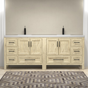 VIV 84" Solid Wood Freestanding Bathroom Vanity with Reinforced Double Acrylic Sink
