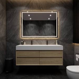 MAX 60" Wall Mounted Bathroom Vanity with Reinforced Acrylic Double Sink