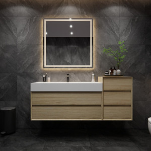 MAX 68" Wall Mounted Bathroom Vanity with Reinforced Acrylic Sink (48" + 20")
