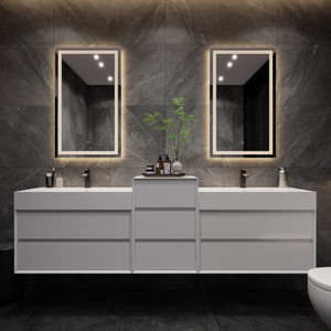 MAX 80" Wall Mounted Bathroom Vanity with Reinforced Acrylic Sink (30" + 20" + 30")