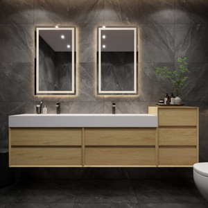 MAX 92" Wall Mounted Bathroom Vanity with Reinforced Acrylic Double Sink (72D" + 20")