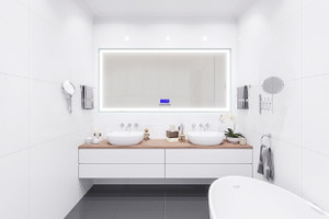 Florence 76" LED Mirror With Bluetooth, Time & Temperature Display Florence 76" LED Mirror With Bluetooth, Time & Temperature Display
