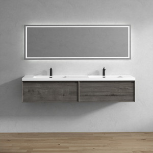 Bristol 84’’ Floating Bathroom Vanity Set with Acrylic Double Sink
