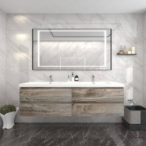 Botto 72" Wall-mounted Bathroom Vanity with Reinforced Acrylic Double Sink