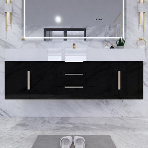 Belair 60’’ Wall Mount Bathroom Vanity with Reinforced Acrylic Single Sink Top