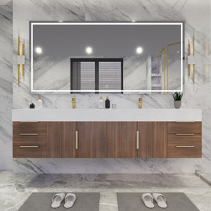 Belair 84’’ Wall Mount Bathroom Vanity with Reinforced Acrylic Double Sink Top