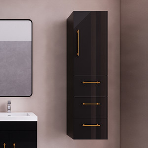 Eliza 16'' Gloss Black Wall Mounted Side Cabinet Eliza 16'' Gloss Black Wall Mounted Side Cabinet